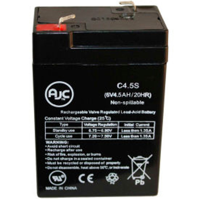 Battery Clerk LLC AJC® Sure-Lites 026-117SP 3WDE4 6V 4.5Ah Emergency Light Battery p/n AJC-C4.5S-V-0-178368