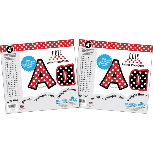 BARKER CREEK PUBLISHING, INC. BC3627 Barker Creek Letter Pop-Outs, 4in, Dots, Pack Of 510