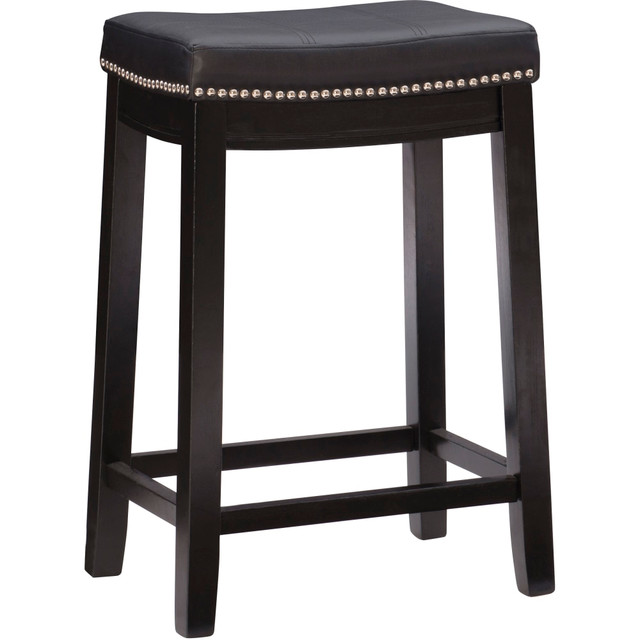 LINON HOME DECOR PRODUCTS, INC OFDP1381 Linon Walker Backless Faux Leather Counter Stool, Black LINON HOME DECOR PRODUCTS, INC OFDP1381 Linon Walker Backless Faux Leather Counter Stool, Black