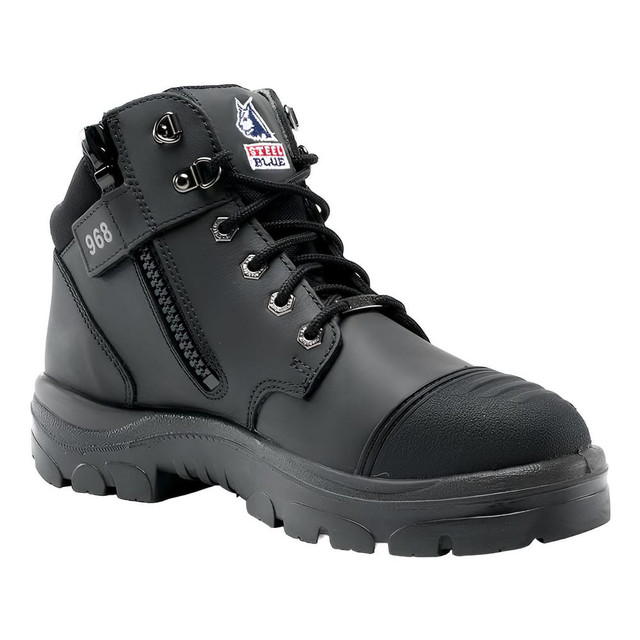 Steel Blue 812968M-080-BLK Work Boot: Size 8, 5" High, Leather, Steel Toe