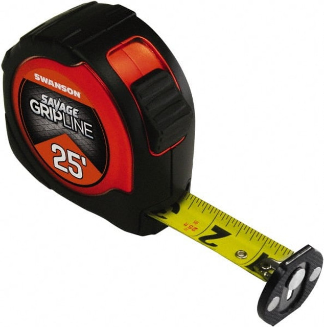SAVAGE by SWANSON. SVGL25M1 Tape Measure: 25' Long, 1-1/16" Width, Yellow Blade