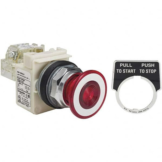 Schneider Electric 9001KR9P1RH3 Push-Button Switch: 1.22" Mounting Hole Dia, Maintained (MA)