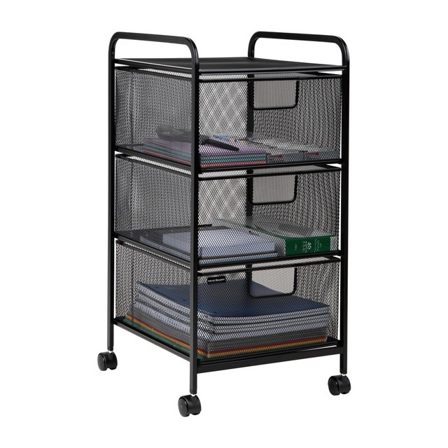 EMS MIND READER LLC 3VERTM-BLK Mind Reader Rolling Storage Cart with 3 Removable Drawers, 25in H x 13-1/4in W x 12-3/4in L, Black