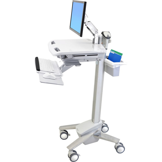 ERGOTRON SV41-6200-0  StyleView EMR Cart with LCD Arm - 35 lb Capacity - 4 Casters - Aluminum, Plastic, Zinc Plated Steel - 18.3in Width x 50.5in Height - White, Gray, Polished Aluminum
