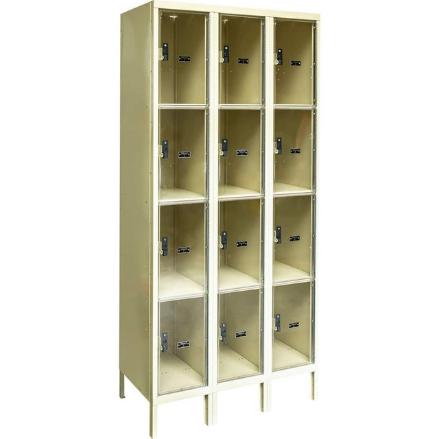 Hallowell USVP3258-4PT Lockers; Locker Style: Horizontal ; Locker Configuration: 3-Wide ; Assembled: No ; Shelf Capacity: 0 ; Handle Type: Pull ; Locker Material: Steel