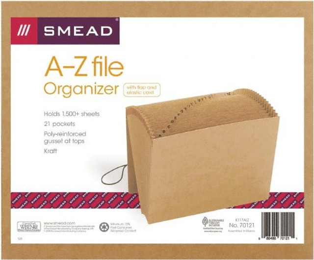 SMEAD SMD70121 Indexed Expanding File: Letter, Kraft