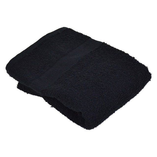 R&R TEXTILE MILLS INC 71625-12 Valu Hand Towels, 16in x 27in, Black, Pack Of 12 Towels