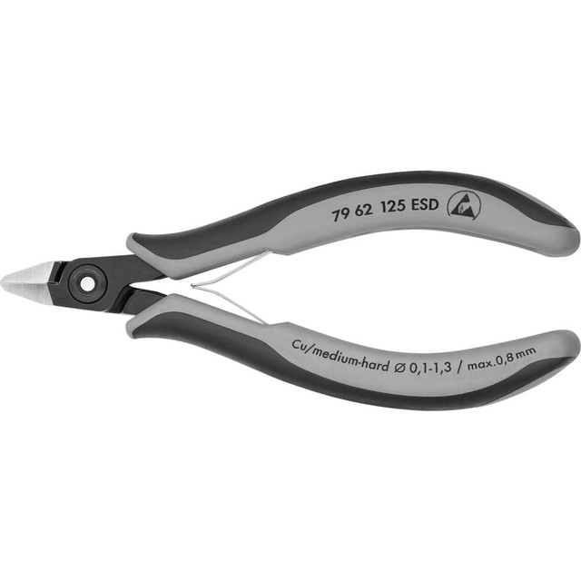 Knipex 79 62 125 ESD Cutting Pliers; Insulated: No ; Overall Length (Inch): 5-1/2in ; Head Style: Cutter; Diagonal ; Cutting Style: Flush ; Handle Color: Blue; Gray ; Overall Length Range: 4 to 6.9 in