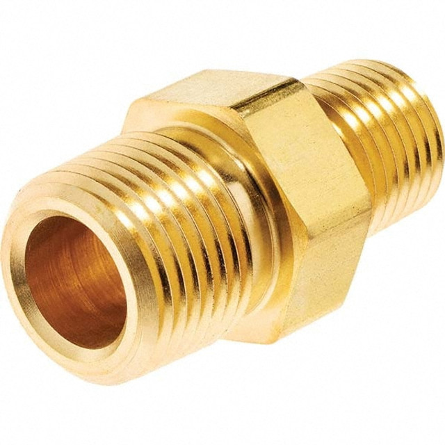 USA Industrials ZUSA-PF-4971 Brass Pipe Reducing Hex Nipple: 1/4 x 1/8" Fitting, Threaded, MNPT x MNPT