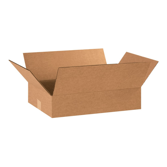 B O X MANAGEMENT, INC. 18124 Partners Brand Flat Corrugated Boxes, 18in x 12in x 4in, Kraft, Pack Of 25