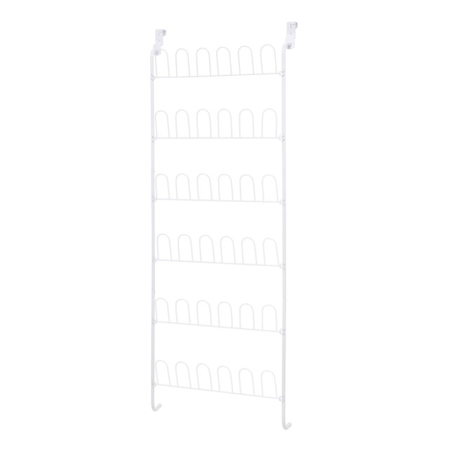 HONEY-CAN-DO INTERNATIONAL, LLC Honey Can Do SHO-01169 Honey-Can-Do 18-Pair Over-The-Door Shoe Rack, 63inH x 5 7/8inW x 22 3/8inD, White