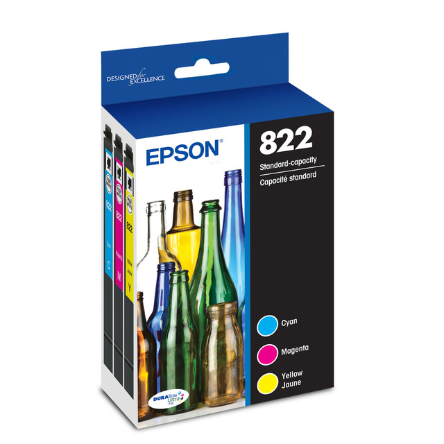 EPSON AMERICA INC. T822520-S Epson 822 DuraBrite Ultra Cyan, Magenta, Yellow Ink Cartridges, Pack Of 3, T822520-S EPSON AMERICA INC. T822520-S Epson 822 DuraBrite Ultra Cyan, Magenta, Yellow Ink Cartridges, Pack Of 3, T822520-S