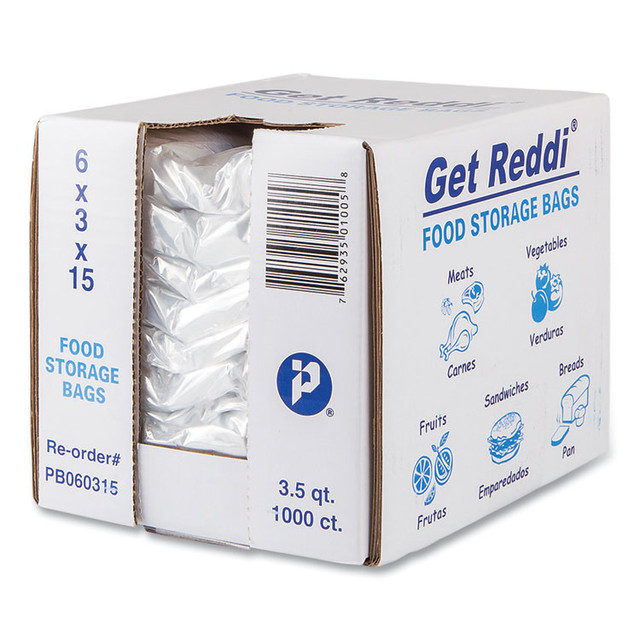 INTEGRATED BAGGING SYSTEMS Inteplast Group PB060315 Food Bags, 112 oz, 6" x 3" x 15", Clear, 1,000/Carton