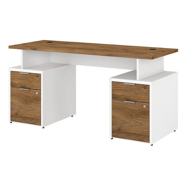 BUSH INDUSTRIES INC. JTN017FWWHSU Bush Business Furniture Jamestown 60inW Computer Desk With 4 Drawers, Fresh Walnut/White, Standard Delivery