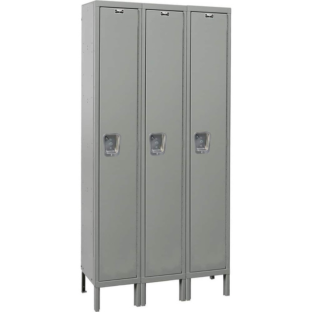 Hallowell UY3518-1HG Lockers; Locker Style: Horizontal ; Locker Configuration: 3-Wide ; Assembled: No ; Shelf Capacity: 20 ; Handle Type: Recessed ; Locker Material: Steel