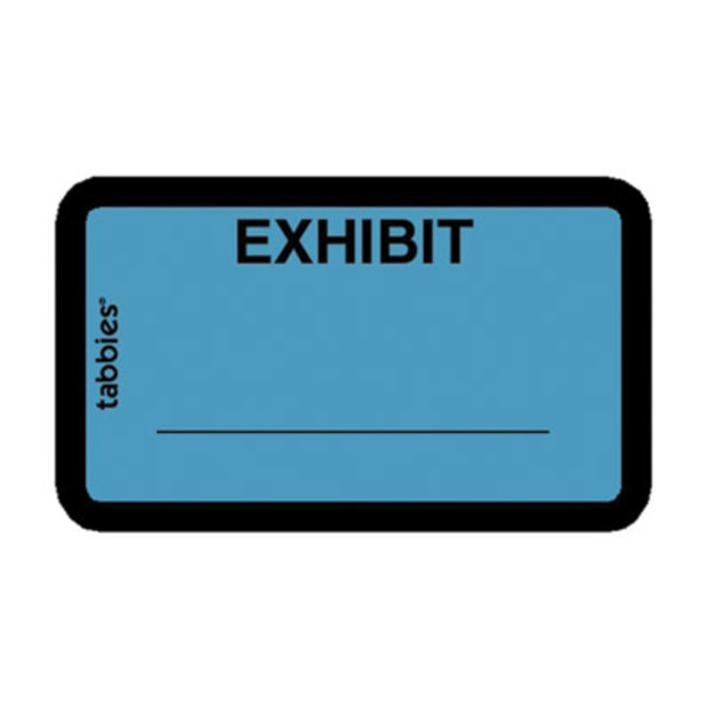 TABBIES DIV Tabbies 58091  Color-coded Legal Exhibit Labels, TAB58091, 1 5/8inW x 1inL, Blue, Pack Of 252