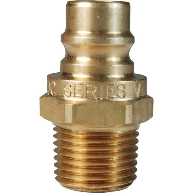 Dixon Valve & Coupling V4M4-B-E Hydraulic Hose Fittings & Couplings; Type: V-Series Unvalved Male Plug ; Fitting Type: Male Plug ; Hose Inside Diameter (Decimal Inch): 0.5000 ; Hose Size: 1/2 ; Material: Brass ; Thread Type: NPTF