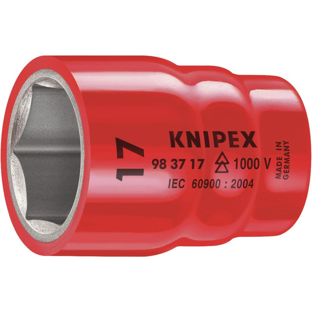 Knipex 98 37 17 Specialty Sockets; Socket Type: Square Drive ; Type: Socket ; Drive Size: 3/8 in ; Socket Size: 17 mm ; Hex Size (mm): 17.000 ; Finish: Chrome