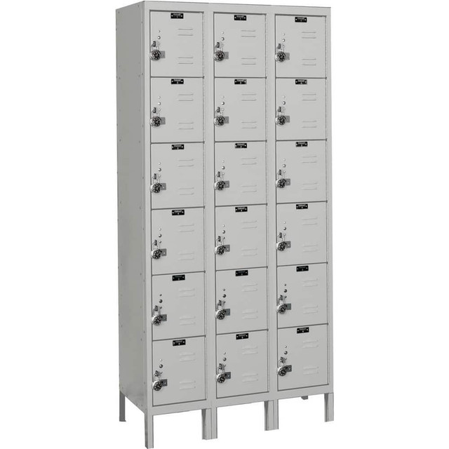Hallowell URB3228-6A-PL Lockers; Locker Style: Horizontal ; Locker Configuration: 3-Wide ; Assembled: Yes ; Shelf Capacity: 0 ; Handle Type: Pull ; Locker Material: Steel
