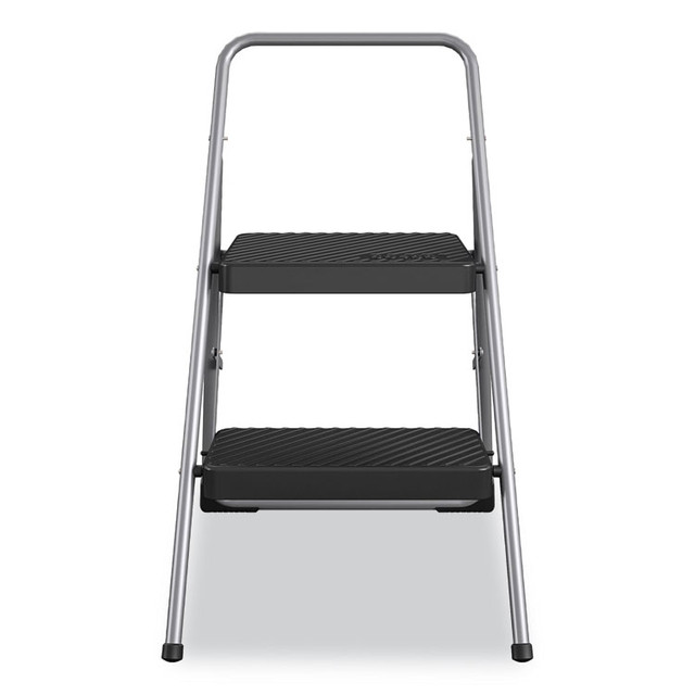 COSCO 11137PBL1E 2-Step Folding Steel Step Stool, 200 lb Capacity, 28.13" Working Height, Cool Gray