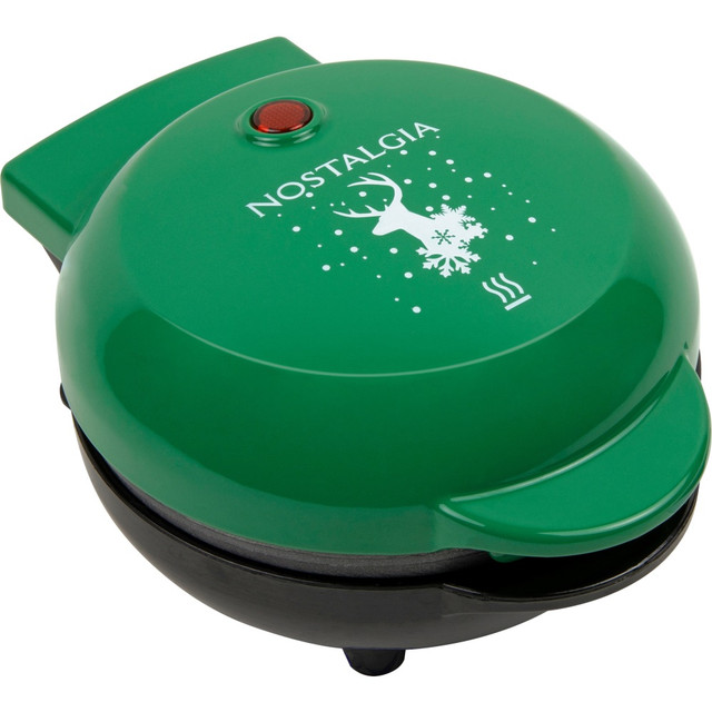 NOSTALGIA PRODUCTS GROUP LLC MWFRNDR5GRN Nostalgia MyMini Personal Electric Waffle Maker, 3-3/4inH x 6-1/2inW x 5-1/4inD, Green Reindeer