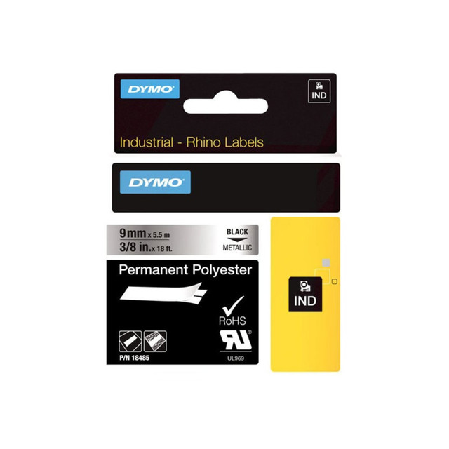 NEWELL BRANDS INC. 18485 DYMO RhinoPRO Metallized Polyester Tape, 0.35in x 18ft NEWELL BRANDS INC. 18485 DYMO RhinoPRO Metallized Polyester Tape, 0.35in x 18ft