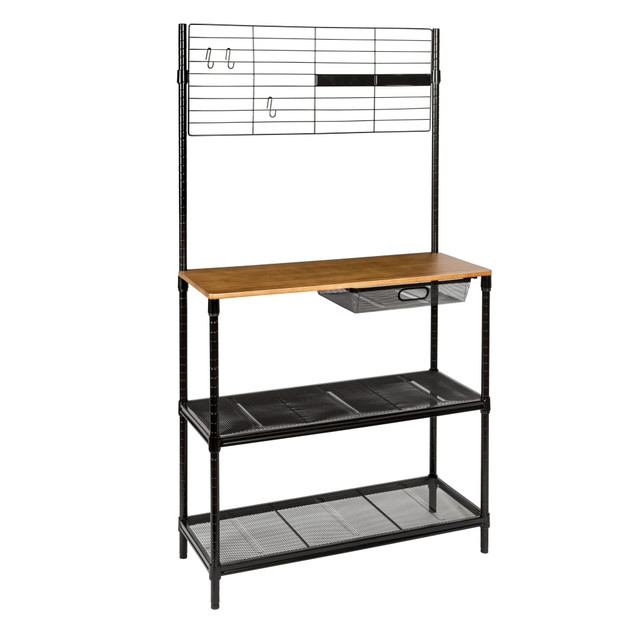 HONEY-CAN-DO INTERNATIONAL, LLC Honey Can Do SHF-08455  Bakers Rack With Hanging Storage, 2-Shelf, Black