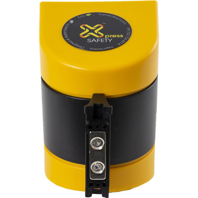 Xpress SAFETY WMSAFEYB15G1 Pedestrian Barrier Retractable Belt: Plastic, Yellow, Wall Mount, Use with Xpress PRO Post & Xpress LITE Posts