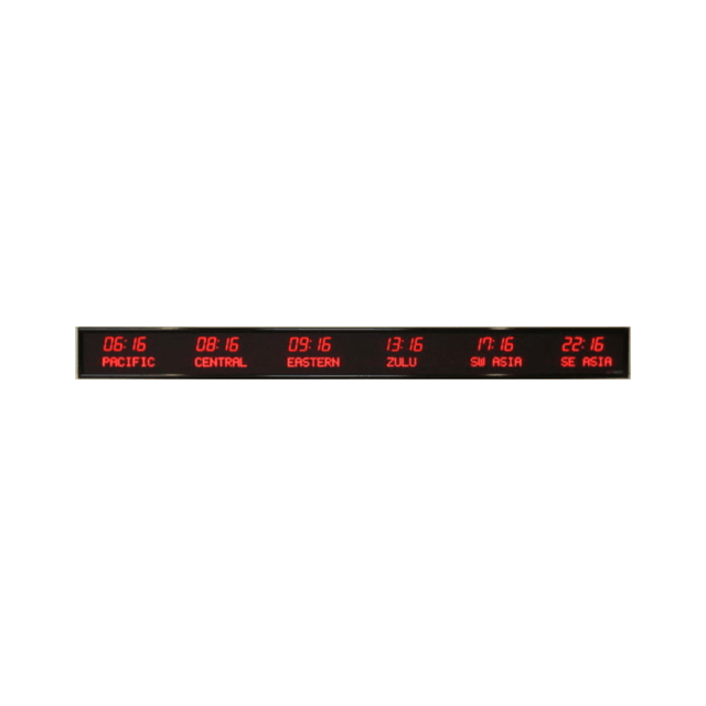 HOFFMAN TECHNOLOGIES IG6610J BRG Precision Products 6610J LED 6-Zone Digital World Time Zone Clock, 8 1/4inH x 78 1/4inW x 2 1/4inD, Black