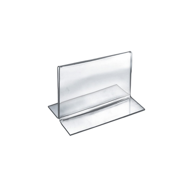 AZAR DISPLAYS 152732  Double-Foot Acrylic Sign Holders, 3 1/2in x 5in, Clear, Pack Of 10