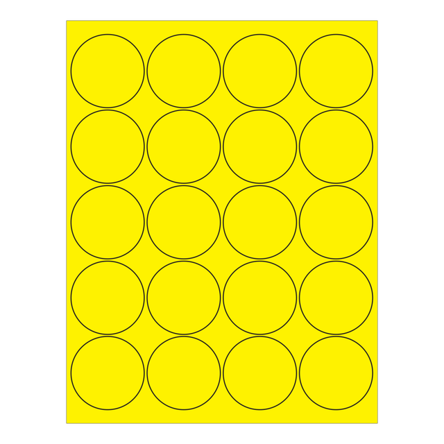 B O X MANAGEMENT, INC. Tape Logic LL197YE  Round Labels For Inkjet/Laser Printers, LL197YE, 2in, Fluorescent Yellow, Pack Of 2,000 Labels