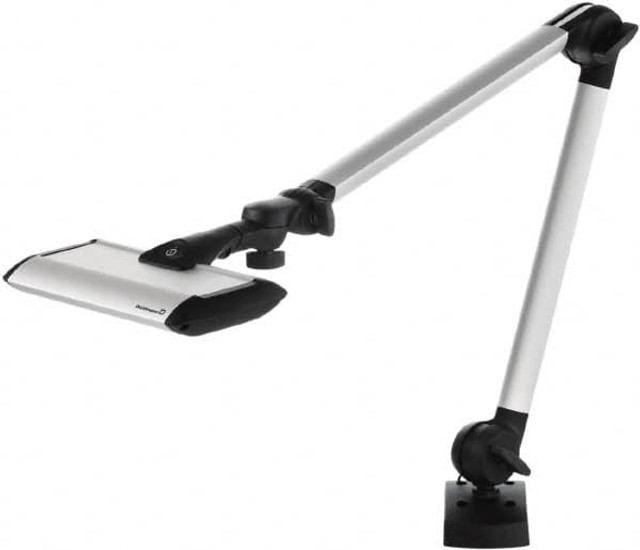 Waldmann Lighting 113734000-9719 Task Light: LED, 40" Reach, Articulated Arm, Clamp-On, Silver