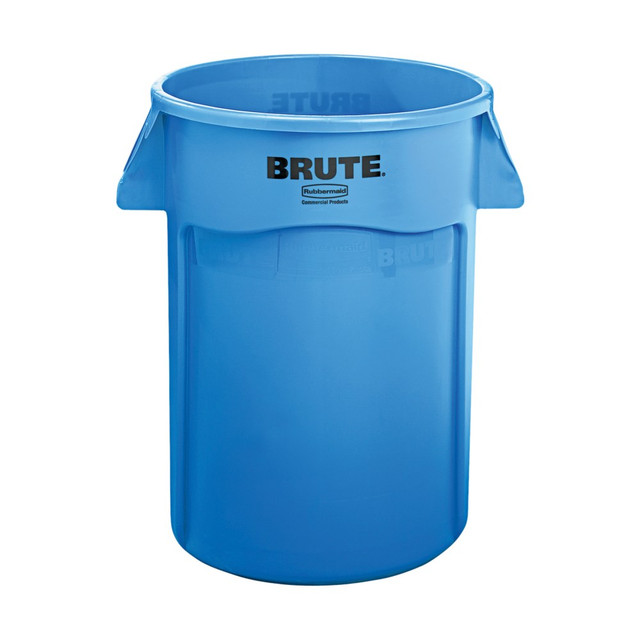 RUBBERMAID 264360BE  Commercial Brute Vented Trash Receptacle, Round, 44 gallon, Blue, Sold as one waste receptacle