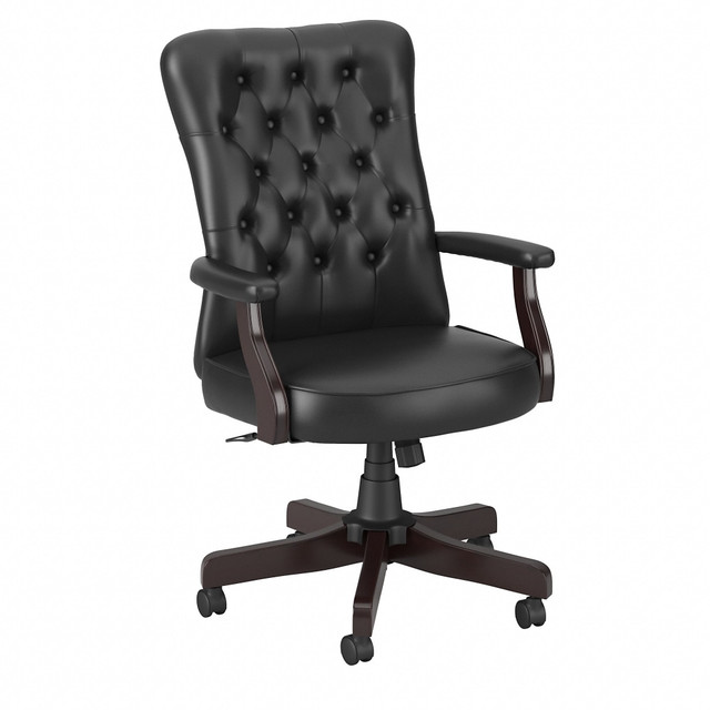 BUSH INDUSTRIES INC. Bush Business Furniture CH2303BLL-03  Arden Lane Bonded Leather High-Back Tufted Office Chair With Arms, Black, Standard Delivery