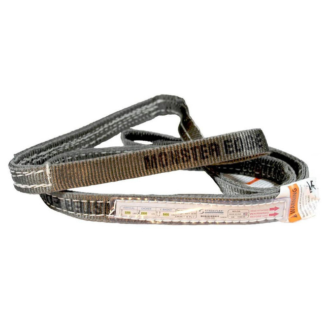 Stren-Flex EET-2-901ME-04 Eye & Eye Sling: 1" Wide, 4' Long, 3,200 lb Vertical, 2,500 lb Choker, 6,400 lb Basket, Nylon