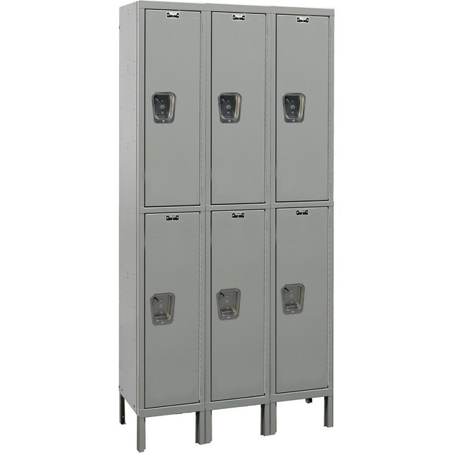 Hallowell UY3548-2HG Lockers; Locker Style: Horizontal ; Locker Configuration: 3-Wide ; Assembled: No ; Shelf Capacity: 0 ; Handle Type: Recessed ; Locker Material: Steel