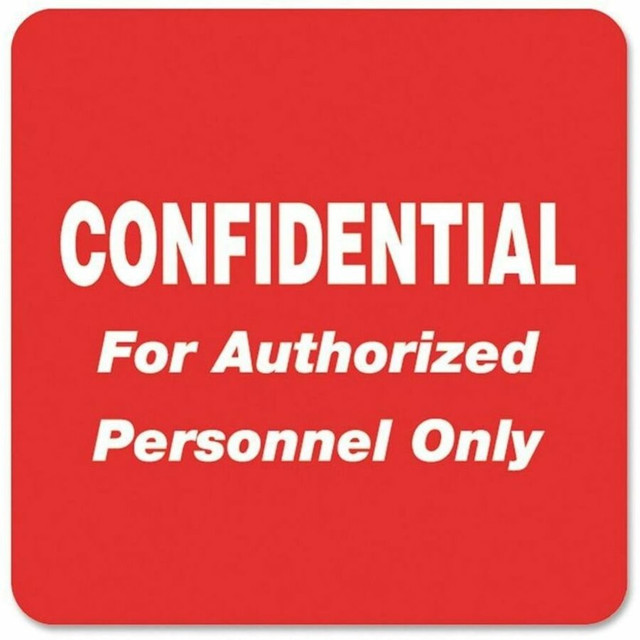 TABBIES DIV 40570 Tabbies Permanent "Confidential Authorized Personnel" Only Label Roll, TAB40570, Red, Roll Of 500 TABBIES DIV 40570 Tabbies Permanent "Confidential Authorized Personnel" Only Label Roll, TAB40570, Red, Roll Of 500