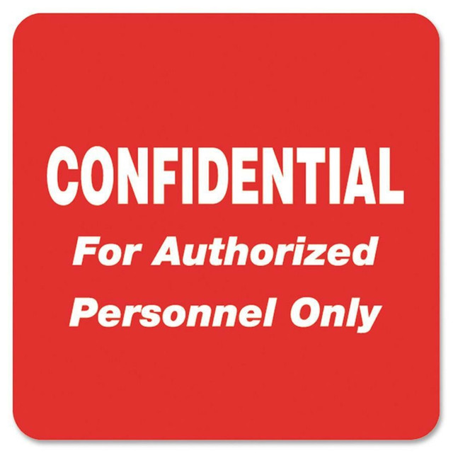 TABBIES DIV Tabbies 40570  Permanent "Confidential Authorized Personnel" Only Label Roll, TAB40570, Red, Roll Of 500