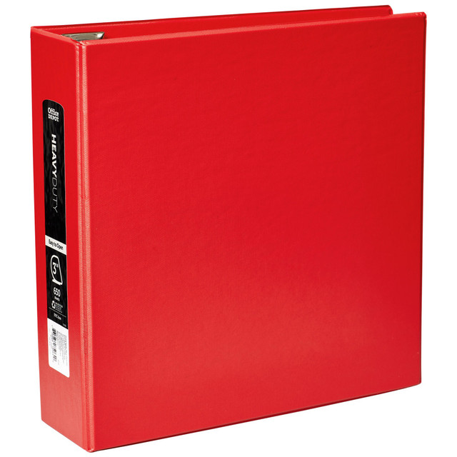 OFFICE DEPOT OD03334  Heavy-Duty 3-Ring Binder, 3in D-Rings, Red