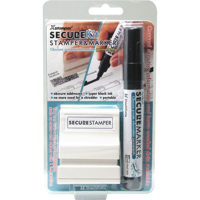 SHACHIHATA INC., (USA) 35302 Xstamper Small Security Stamper Kit - 0.50in Impression Width x 1.69in Impression Length - Black - 1 / Pack