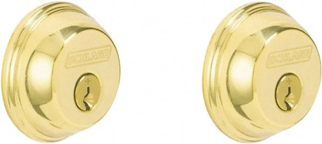 Schlage B62 605 KD 1-3/8 to 2-1/4" Door Thickness, Bright Brass Finish, Key Operated Deadbolt