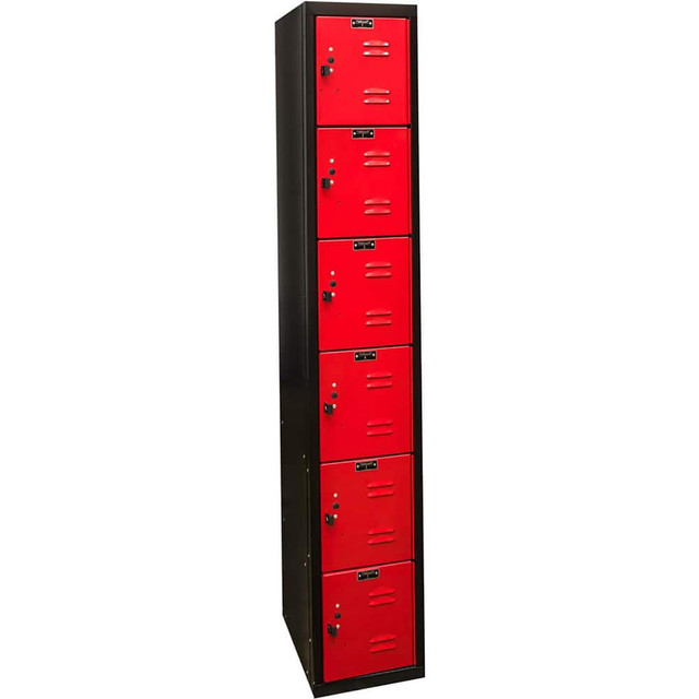 Hallowell U1282-6A-MR Lockers; Locker Style: Horizontal ; Locker Configuration: 1-Wide ; Assembled: Yes ; Shelf Capacity: 0 ; Handle Type: Pull ; Locker Material: Steel