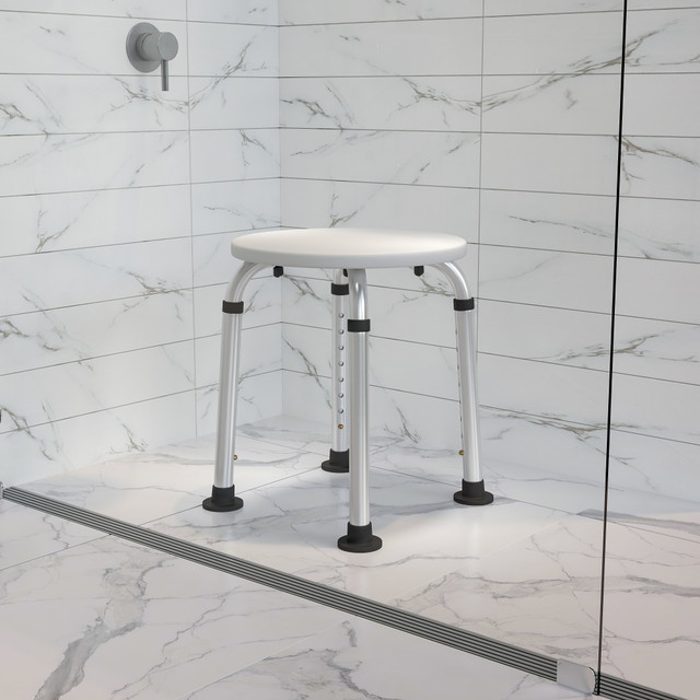 FLASH FURNITURE DCHY3400LWH HERCULES Series Adjustable Shower Stool, White FLASH FURNITURE DCHY3400LWH HERCULES Series Adjustable Shower Stool, White