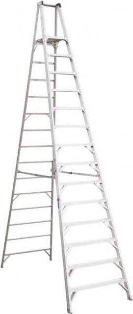 Werner P414 14-Step Aluminum Ladder Platform: 300 lb Capacity, 15" Wide, 12.6" Deep
