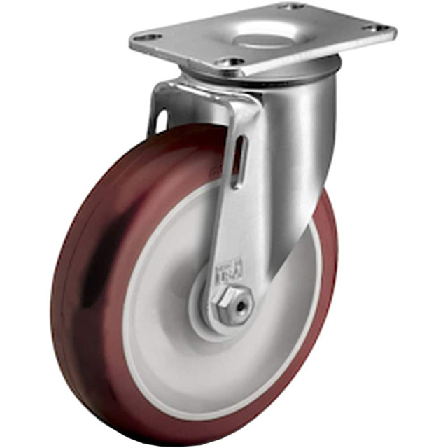 Linco CWL-0003645 Swivel Top Plate Caster: Polyurethane, 3-1/2" Wheel Dia, 1-1/4" Wheel Width, 250 lb Capacity, 4-11/16" OAH