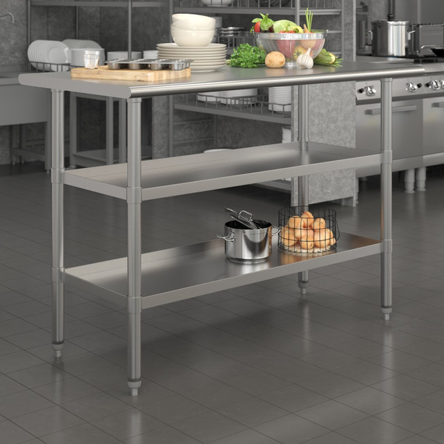 FLASH FURNITURE NHWTGU2448 Stainless Steel Work Table, 34-1/2inH x 48inW x 24inD, Silver FLASH FURNITURE NHWTGU2448 Stainless Steel Work Table, 34-1/2inH x 48inW x 24inD, Silver