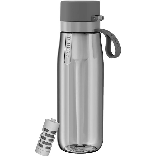 AQUASHIELD NORTH AMERICA LLC AWP2731GRO/37 Philips GoZero Everyday Tritan Water Bottle With Filter, 22 Oz, Gray