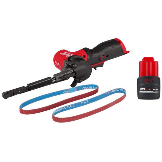 Milwaukee Tool 6774298/9600760 Belt & Straight Line Sanders; Batteries Included: Yes ; Belt Length: 18in ; Belt Width: 0.5in ; Exhaust Location: Bottom ; Battery Chemistry: Lithium-ion ; Battery Series: M12