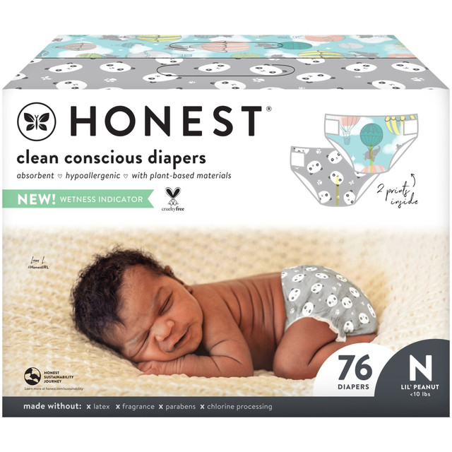 THE HONEST COMPANY, INC. The Honest Company H01TCB00AVNBR  Clean Conscious Diapers, Size 0, Sage, Box Of 76 Diapers