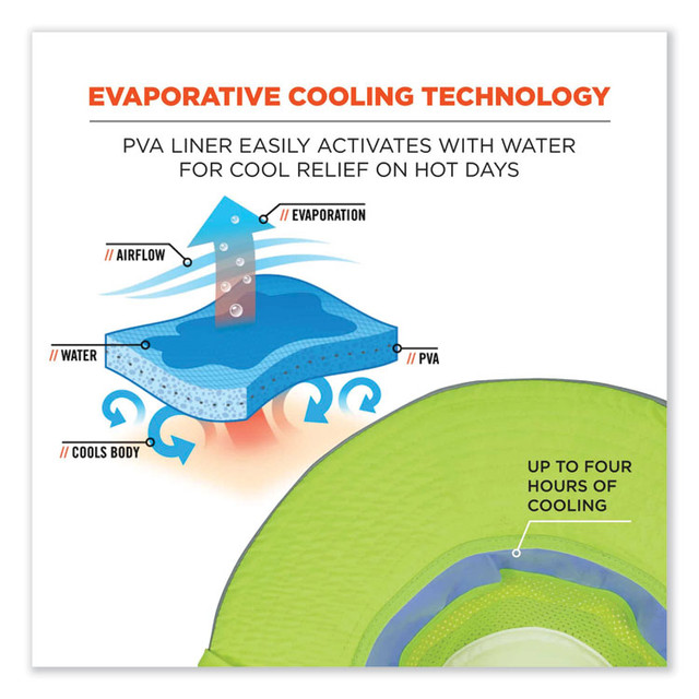 TENACIOUS HOLDINGS, INC. ergodyne® 12590 Chill-Its 8935CT Hi-Vis PVA Ranger Sun Hat, Small/Medium, Lime